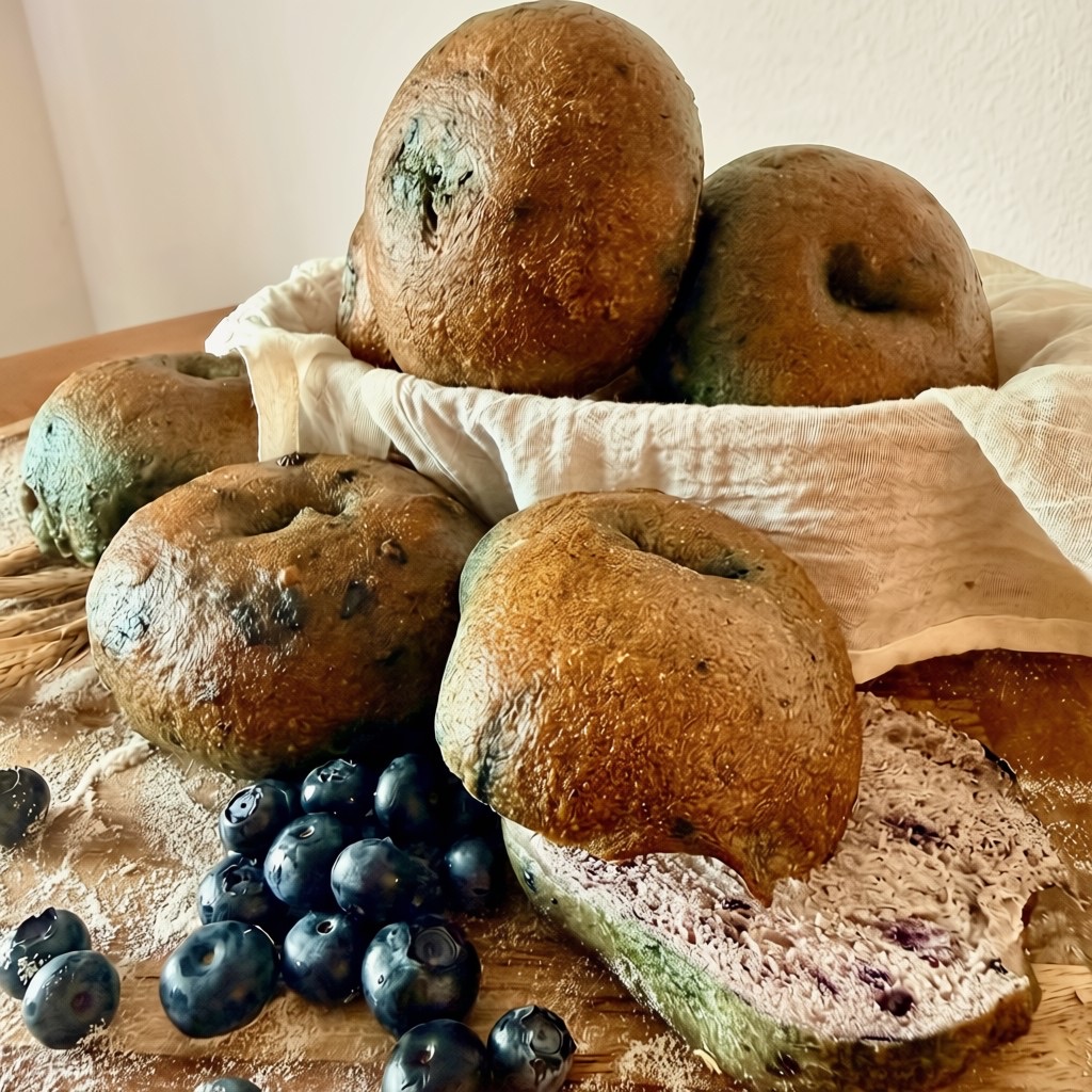 Blueberry Sourdough Bagels